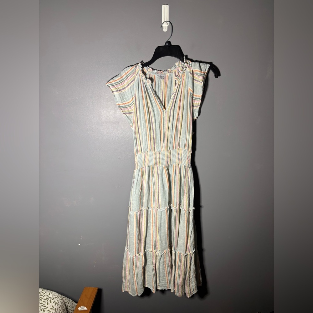 Rails Amellia Striped V Neck Linen Blend Dress in Sag Harbour Stripe Size Small - Picture 2 of 5